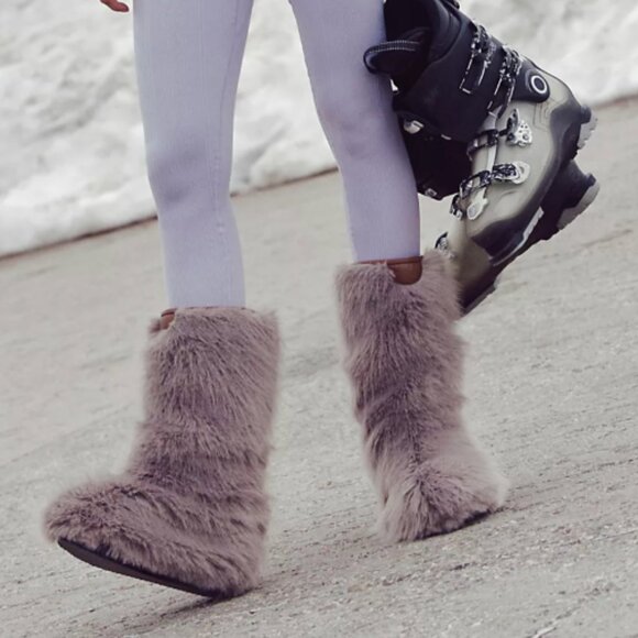 Free People Wild Thing Faux Fur Mid Boots Size 8 - Picture 16 of 16